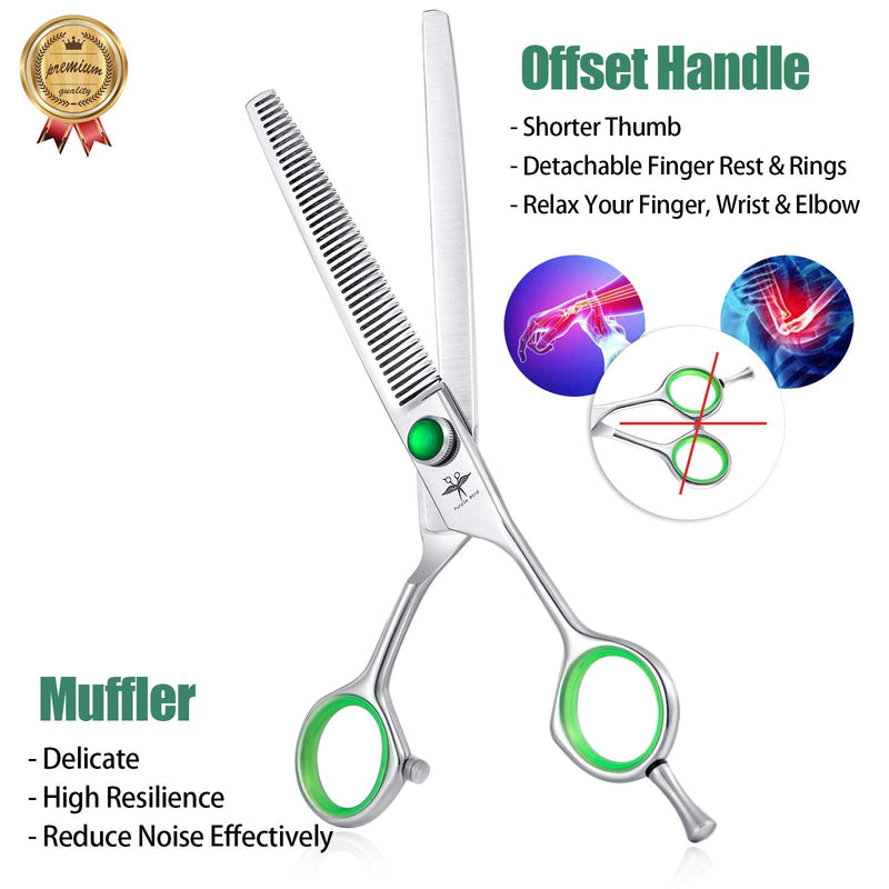 Grooming Scissors Dog Scissors 7 Inch Professional Pet Grooming Set Made Of 440C Japanese Stainless Steel Straight Curved Thinning Chunker Scissors Set V-Tooth Thinning Scissors - NewNest Australia