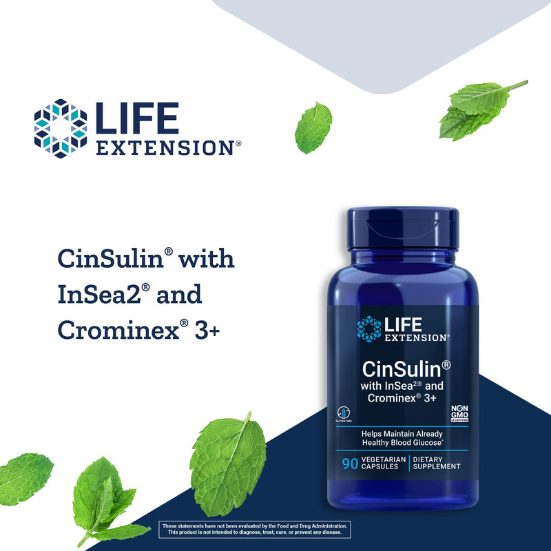 Life Extension CinSulin with InSea2 and Crominex 3+ – Non-GMO – 90 Vegetarian Capsules - NewNest Australia