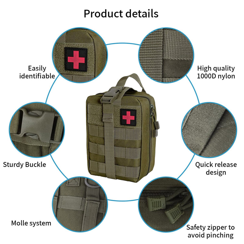 2 Pieces Krisvie First Aid Bag, Molle Empty Tactical Belt Bag, Edc Tactical Ifak Small Pouch, Suitable For Outdoor, First Aid Belt Bag, Camping Gadgets Set, Epa Bag, Travel Pharmacy, Motorcycle - NewNest Australia