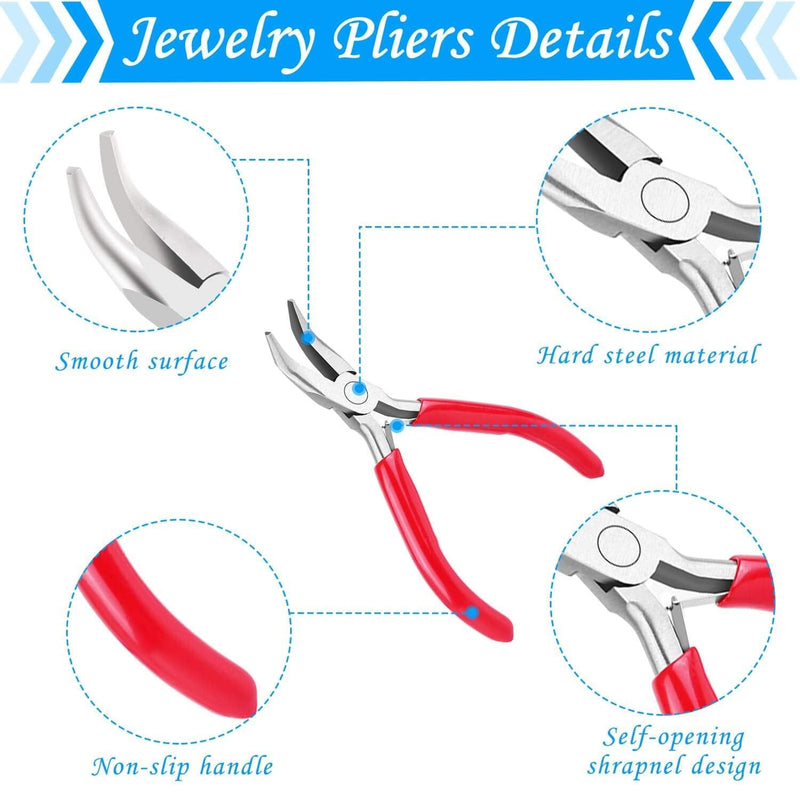 Jewelry Pliers, Acejoz 6pcs Jewelry Making Tools Kit Includs Needle Nose Pliers, Round Nose Pliers, Wire Cutters, Crimping Pliers, Bent Nose Pliers, End Nippers for Beading Craft - NewNest Australia