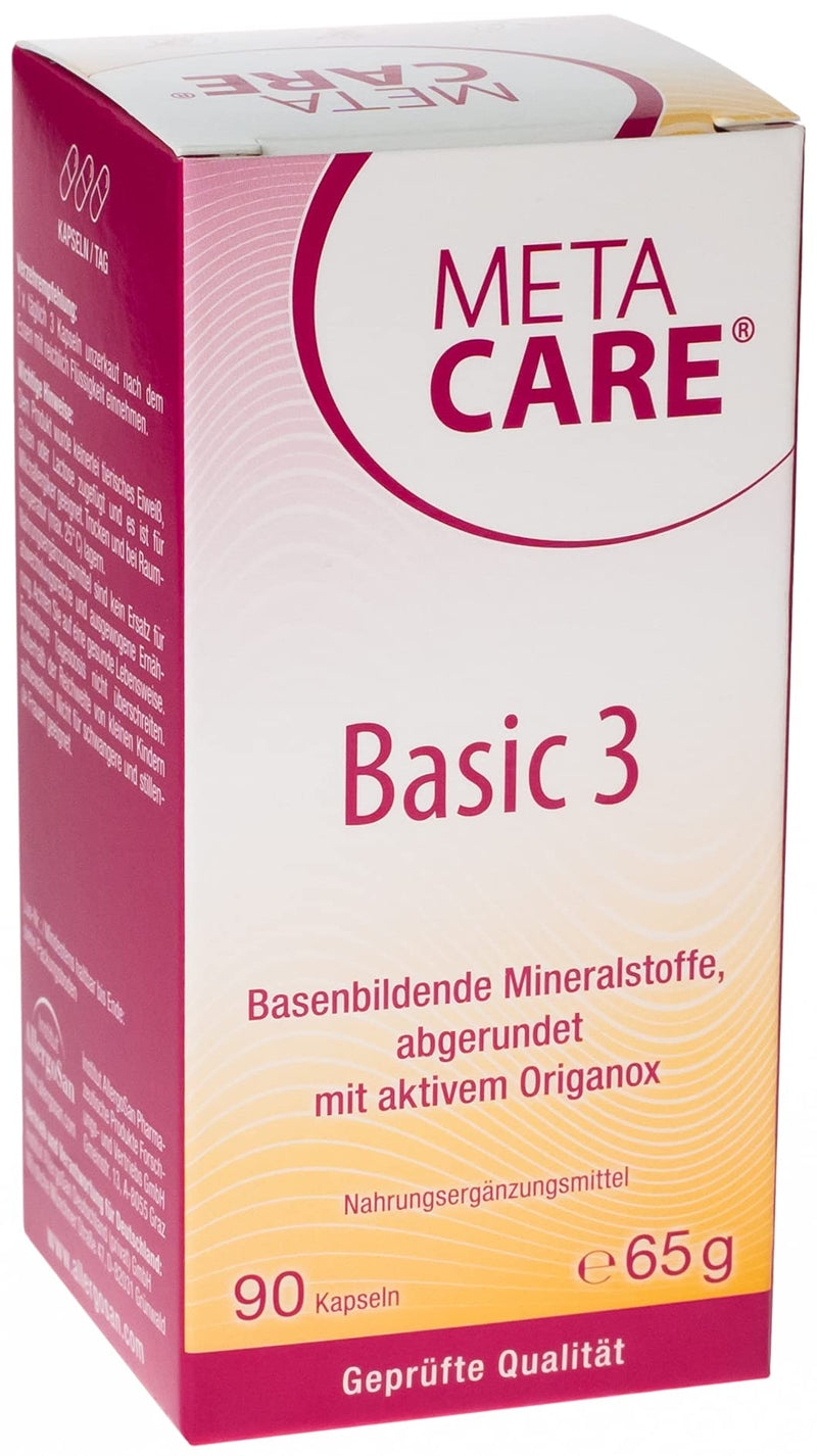 META CARE Basic 3 - Alkaline-forming minerals - Ideal for targeted alkaline supply - Rounded off with active Origanox - 90 capsules - NewNest Australia