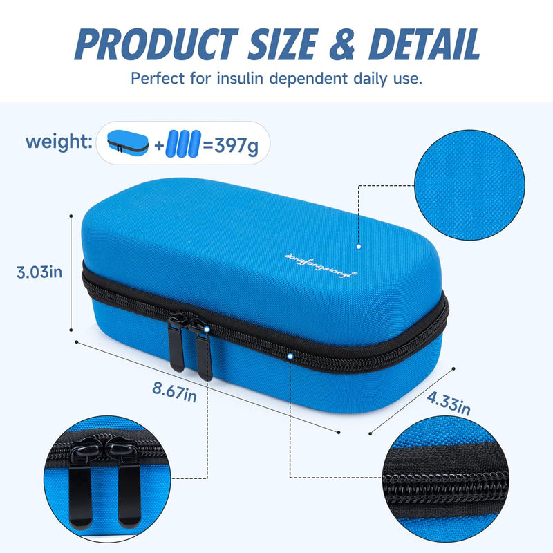 YOUSHARES insulin cooler bag, Eva insulin bag for insulin pen, insulin and other diabetic accessories, diabetic bag with 3 nylon ice packs (blue) 01-blue - NewNest Australia