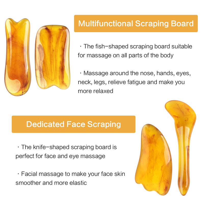 7 PCS Gua Sha Scraping Massage Tool Gua Sha Facial Massage Tool Natural Resin Gua Sha Scraper Board Health Care Beauty Body Face Massage Tool for Unblock Meridians Eliminate Fatigue - NewNest Australia