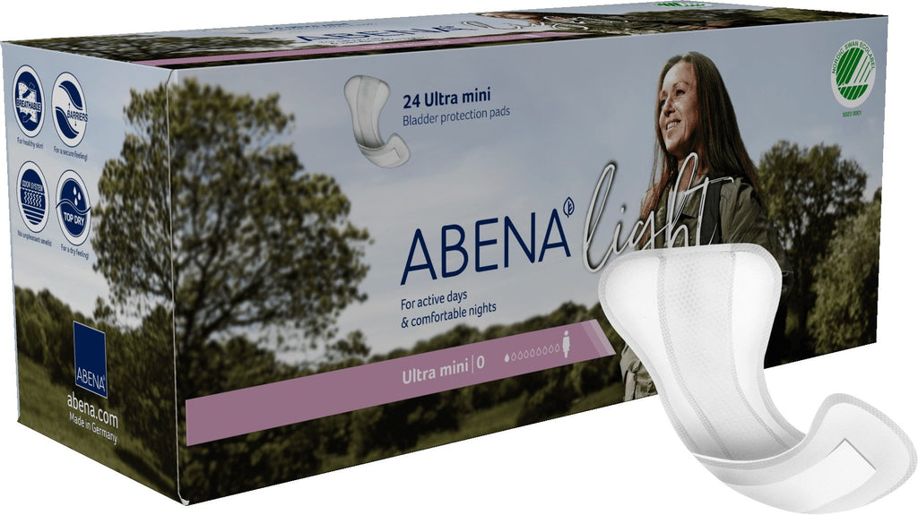 Abena Light Incontinence Pads, Eco-Friendly Women's Incontinence Pads For Adults, Breathable & Comfortable With Fast Absorption & Protection, Incontinence Pads For Women - Ultra Mini 0, 100ml, 24PK 24 Pads - NewNest Australia