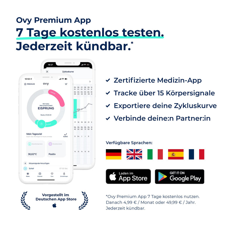 Ovy® basal thermometer for cycle monitoring I ovulation measuring device for calculating fertile days if you want to have children (NFP) I hormone-free conception control I app with data storage on a German server - NewNest Australia