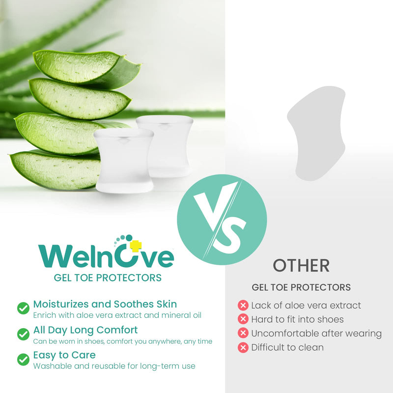 Welnove Gel Toe Separators and Bunion Toe Spacers - 12 Pack Toe Spacers with Aloe Vera Extract Infused - Silicone Bunion Corrector for Curled Toes and Overlapping Toes, Calluse Clear(Aloe Vera) - NewNest Australia