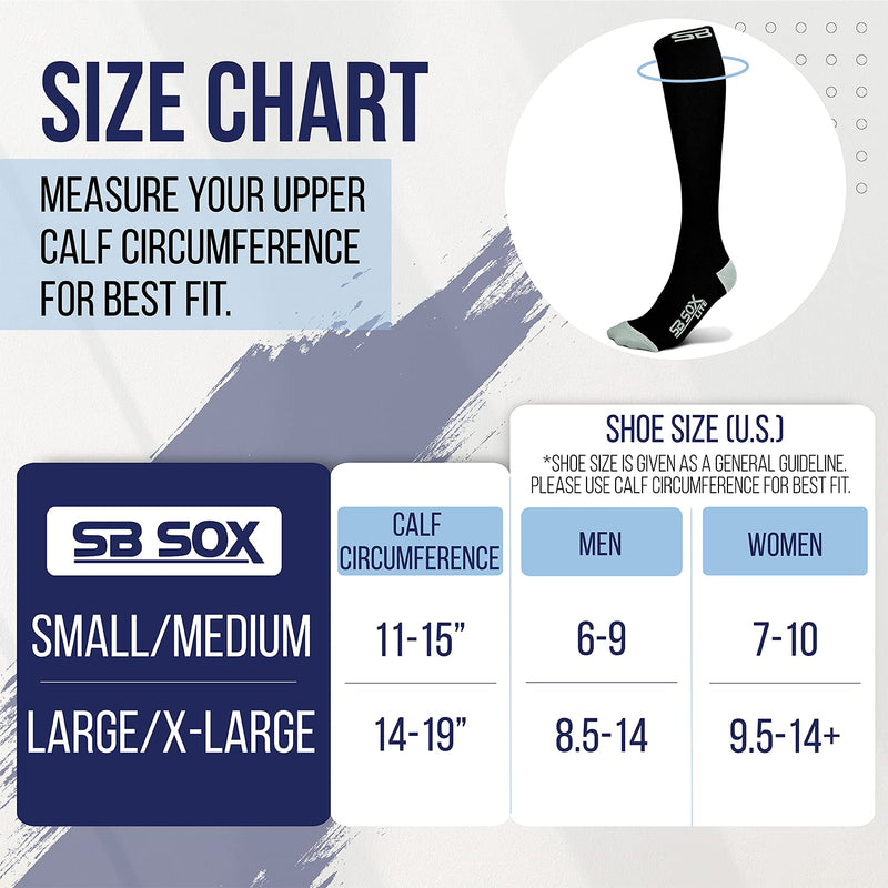 SB SOX Lite Compression Socks (15-20mmHg) for Men & Women – Best Socks for All Day Wear! Black/Blue Small-Medium - NewNest Australia