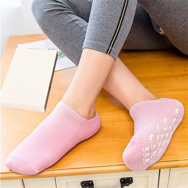 Jinlaili 2 Pairs Soft Moisturizing Gel Socks for Women, Moisturizing Socks with Spa Gel for Moisturizing Vitamin and Essential Oils Infused, Gel Socks for Repair Dry Cracked Skins Softens Feet (A) A - NewNest Australia