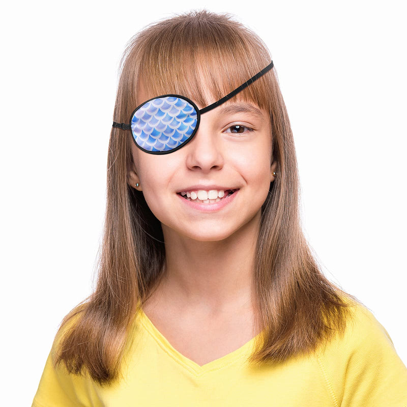 SATINIOR Silk Adjustable Eye Patch 4 Pieces Lazy Eye Patches with Elastic Strap Single Right or Left Pirate Eye Patch for Adults Kids Soft Silky Eyepatch with Unicorn Skull Leaves Wave Pattern - NewNest Australia