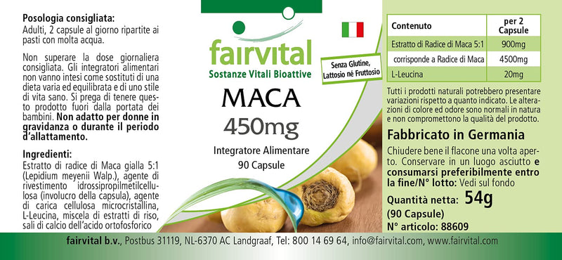Maca Capsules 450 mg - High Dose - Vegan - 90 Capsules - 5-Way Concentrated Root Extract - NewNest Australia