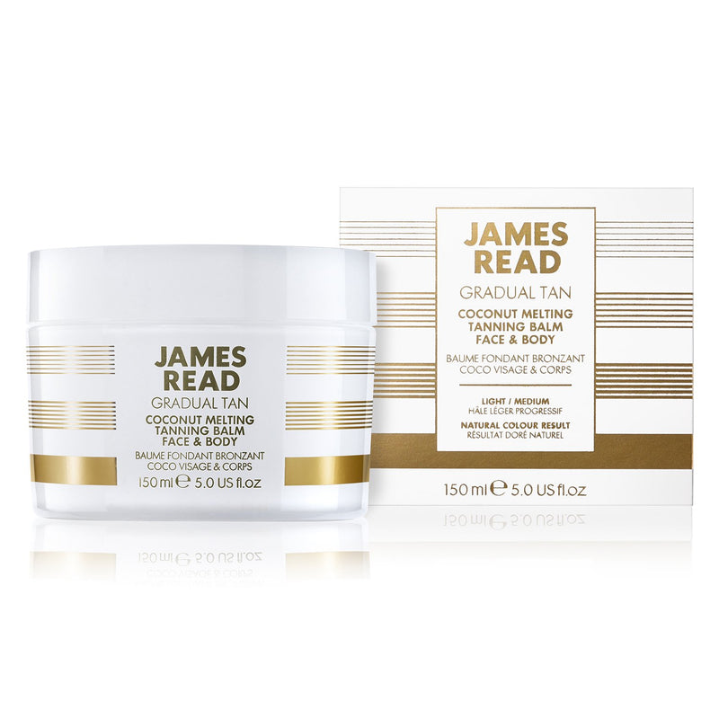 JAMES READ Coconut Melting Tanning Balm for Face & Body 150ml LIGHT/MEDIUM Gradual Self Tan Natural Golden Tan Hydrating Oil Softens & Nourishes the Skin Lasts up to 5 Days, Suitable for Any Skin Tone - NewNest Australia