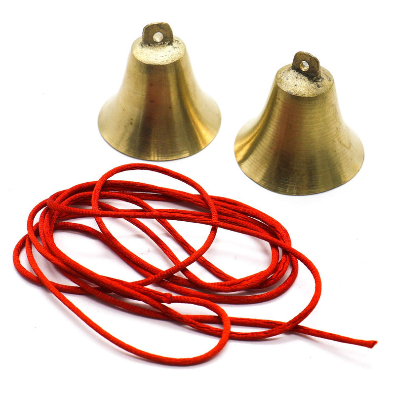 NewNest Australia - Buorsa Pack of 2 Pieces Vintage Style Brass Hanging Bell 2" Tall Clear Ring for DIY Craft Elephant Cow Camel Bells 