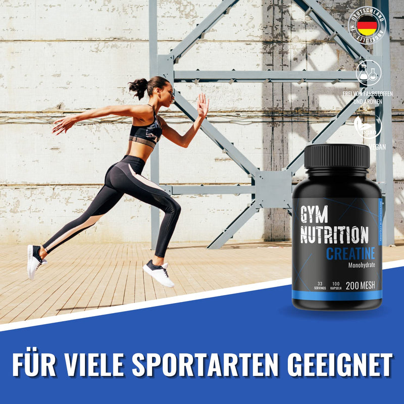CREATINE (CREATINE) CAPSULES Caps - Creatine Caps high dosage I 100% Pure Creatine Monohydrate - Mesh 200 - Vegan Bottled in Germany - - NewNest Australia