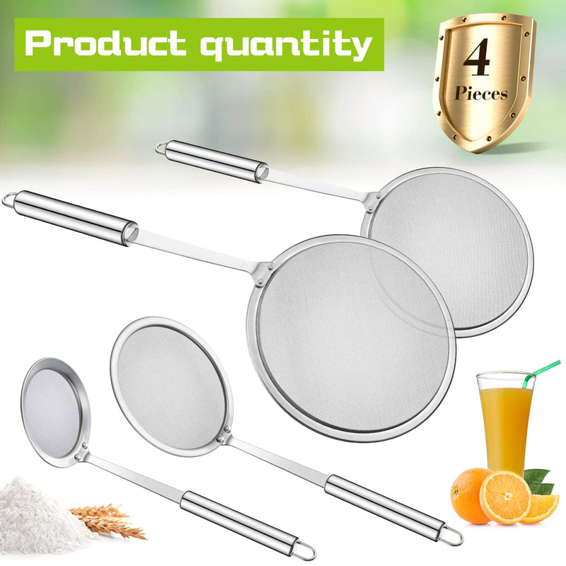 Hot Pot Fat Skimmer Spoon 4 Pieces Fine Mesh Strainer 201 Stainless Steel Strainer Sliver Spoon Strainer Fat Colander Spoon Oil Skimmer Ladle for Cooking Skimming Grease,gravy and Foam - NewNest Australia