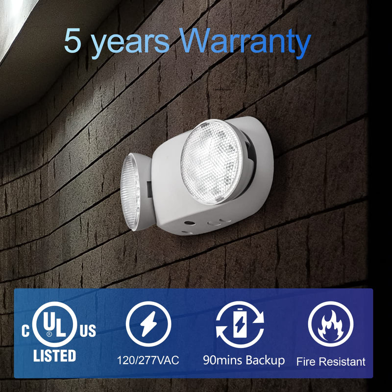 CM MZY Emergency Lights with Battery Backup,Commercial Emergency Light,Two Adjustable LED Light Head Emergency Lighting Fixtures,120-277V AC, UL Certified (1PCS) 1PCS - NewNest Australia