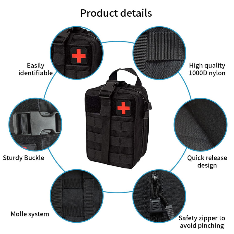 Krisvie First Aid Bag, Empty Molle Tactical Edc Ifak Pouch Suitable For Outdoor, First Aid Belt Bag, Camping Gadgets Set, Epa Insert Bag, Travel Pharmacy, Motorcycle (Bl) - NewNest Australia