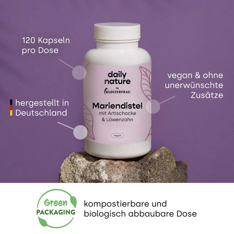 Dailynature Milk Thistle Extract With 80% Silymarin + Artichoke & Dandelion | 120 Capsules | Dietary Supplement | Vegan | Compostable Tin | No Unwanted Additives | Gluten Free | Lactose Free - NewNest Australia