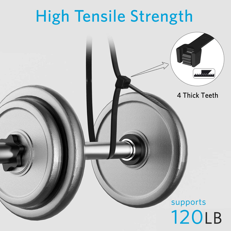 Zip Ties 8 inch Heavy Duty Zip Ties with 120 Pounds Tensile Strength, Black Cable Ties, 100 Pieces,by Karoka 8" 120lb (100 Pack) - NewNest Australia