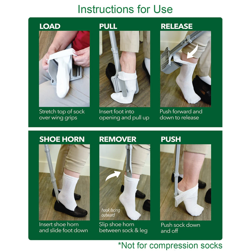 Sock Ox - Extended Length Sock Remover and Long Shoe Horn - Easy On and Off Stocking Slider - Dressing Aid for Senior Men and Women - NewNest Australia