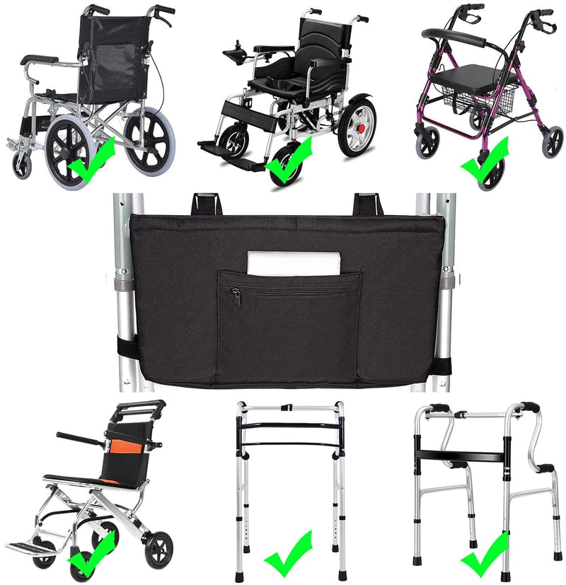 supregear Walking Frame Bag, Foldable Walker Accessories Basket Organizer Pouch Tote with Detachable Preserve Heat Compartment for Walker Rollator Wheelchair Scooters, Easy Access to Zipper Pocket Black - NewNest Australia