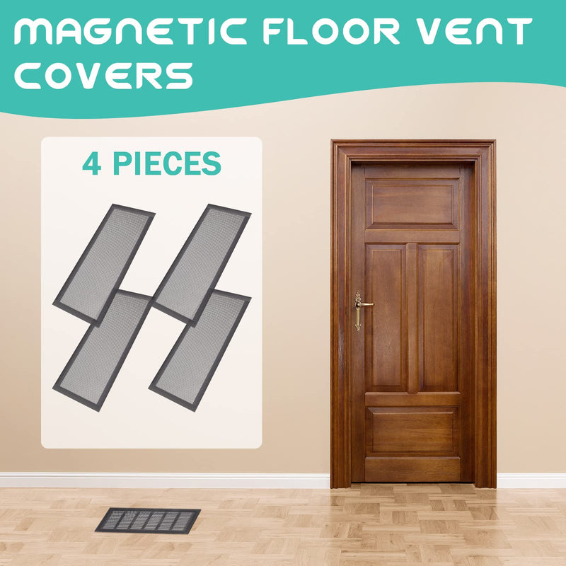 Floor Vent Covers Rectangle Air Vent Screen Cover Magnetic PVC Vent Mesh Floor Register Cover Plastic Vent Screen for Wall Ceiling Floor Catch Debris Hair Insect, Black (4 Pieces,4 x 10 Inch) 4 4 x 10 Inch - NewNest Australia