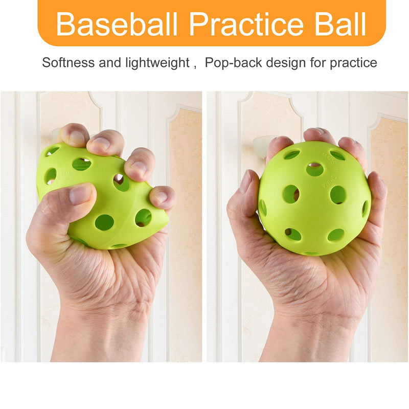 12 Pack Baseball Practice Baseballs Plastic Hollow Soft Balls with a Drawstring Bag for Hitting, Baseball Training Indoor Outdoor Use Green - NewNest Australia