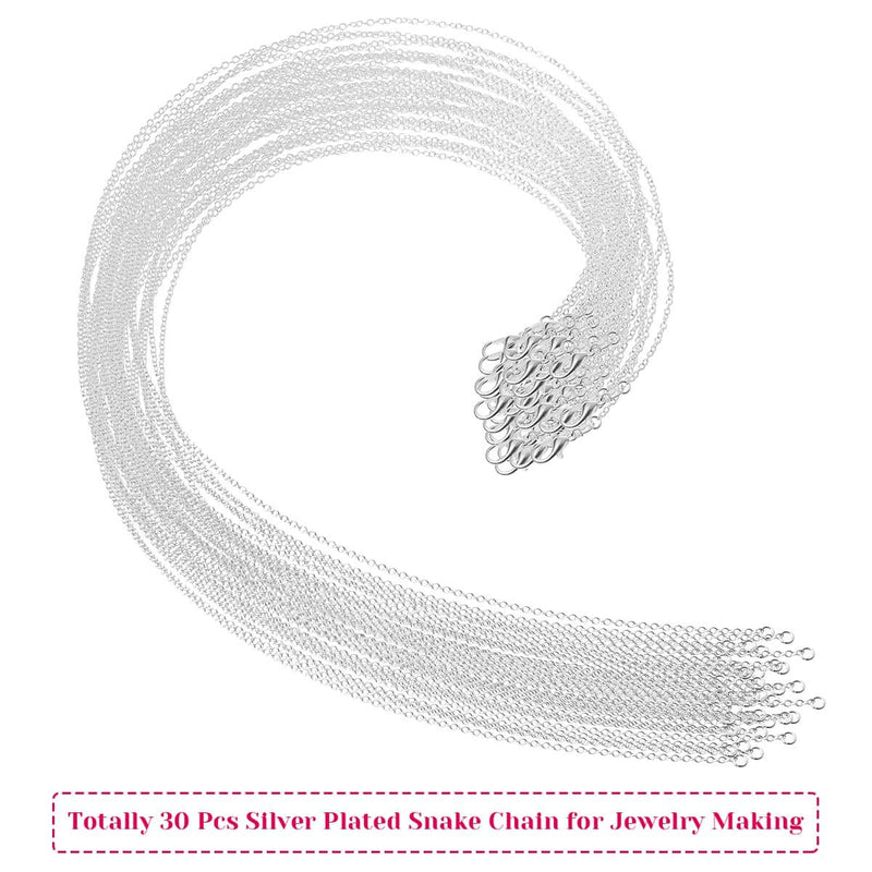 30 Pack Necklace Chains Bulk for Jewelry Making, Selizo Bulk Necklace Chains Silver Plated Cable Chains for Jewelry Making, 1.2 mm (18 Inches) 18 Inches - NewNest Australia