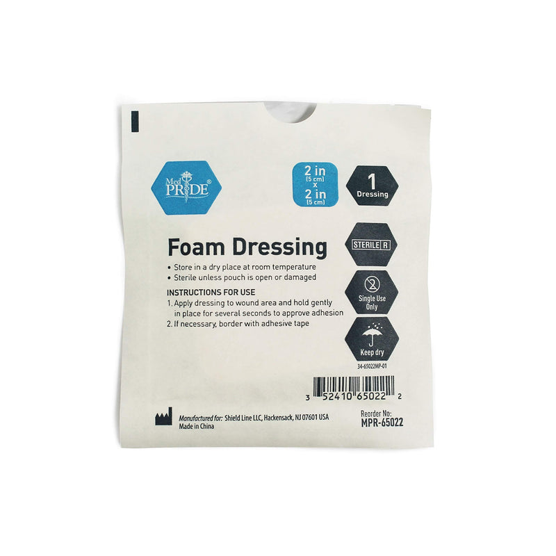 Medpride Foam Dressings- 10 Pack, 2 Inch by 2 Inches Size - Sterile, Hydrophilic, Highly Absorbent- Soft, Non-Adhesive Pads, Easy to Change- for Men & Women- for Ulcers, Post Op Trauma + Injuries 2x2 Inch (Pack of 10) - NewNest Australia
