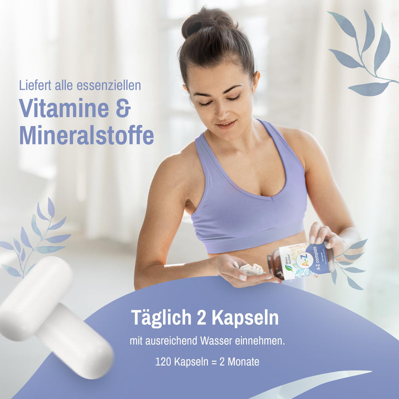 R(H) A Nutrition - Az Complete For A Good Supply Of Essential Vitamins & Minerals - Vitamin A To Zinc High Dose - Vegan & No Additives Made In Germany (120 Capsules) - NewNest Australia