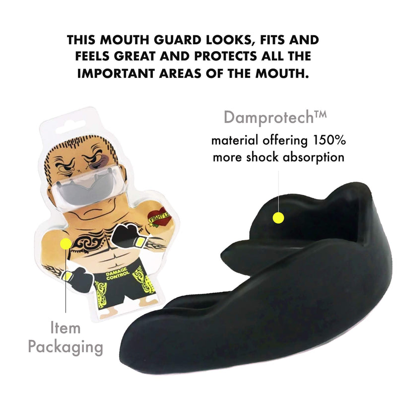 DAMAGE CONTROL High Impact Mouth Guard, Mouthguards for Sports, Boxing, Roller Derby, Hockey, Lacrosse Mouth Guard, Mouth Guards with Ultra Fit and Protection Against Shock Youth Black 2.0 - NewNest Australia