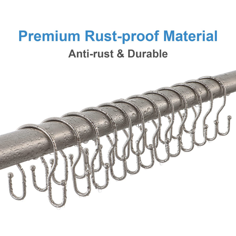24 Pack Double Shower Curtain Hooks Rings, TENOVEL Double Sided Shower Curtain Hooks Rust Proof for Shower Curtain, Durable Bathroom Shower Hangers Rings for Shower Rods, Brushed Nickel - NewNest Australia
