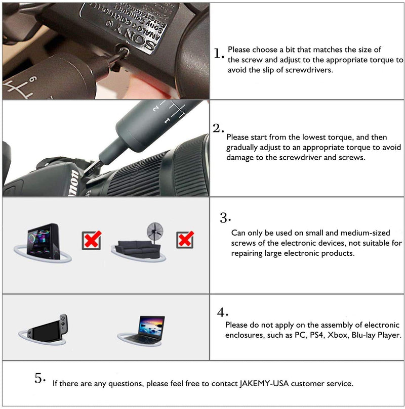 Electric Screwdriver, Jakemy Adjustable 8 Torque USB Type-C Rechargeable Multi-Function Magnetic Precision Power Screwdriver Set Repair Tool Kit with 40 Bits for iPhone, Watch, Smartphone Y02-JM - NewNest Australia