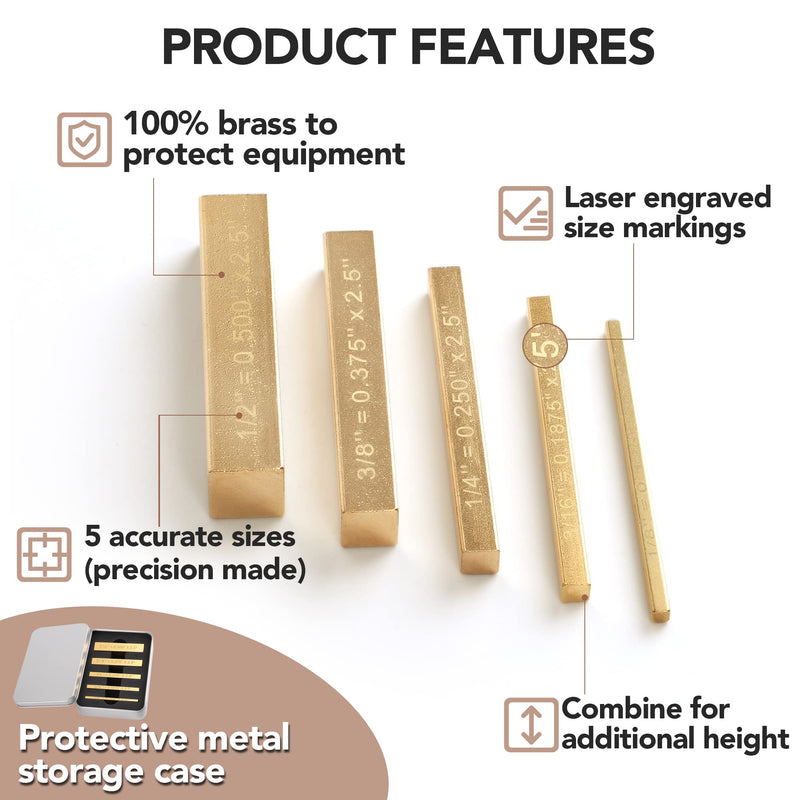 Brass Setup Blocks Height Gauge Set - Set of 5 Accurate Table Saw Accessories for Woodworkers - Bars Include Laser Engraved Size Markings - NewNest Australia