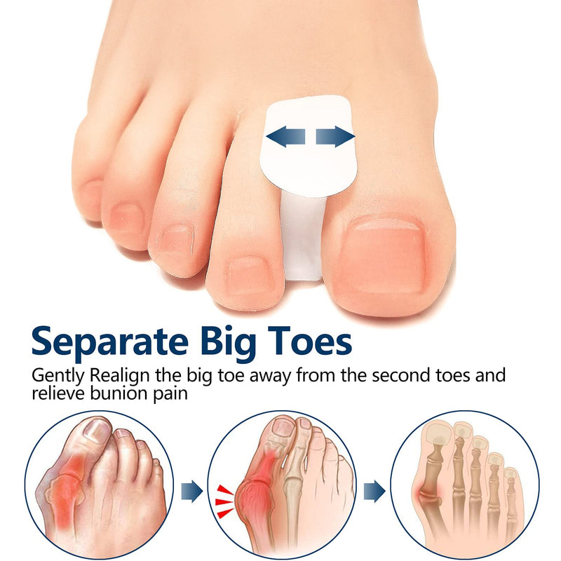 PrettSole 6 Pairs Toe Separators(1/2' Thick), Silicone Toe Spacer, Bunion Relief Pads to Temporarily Correct Big Toe & Relieve Bunion Pain, Overlapping Toe - NewNest Australia