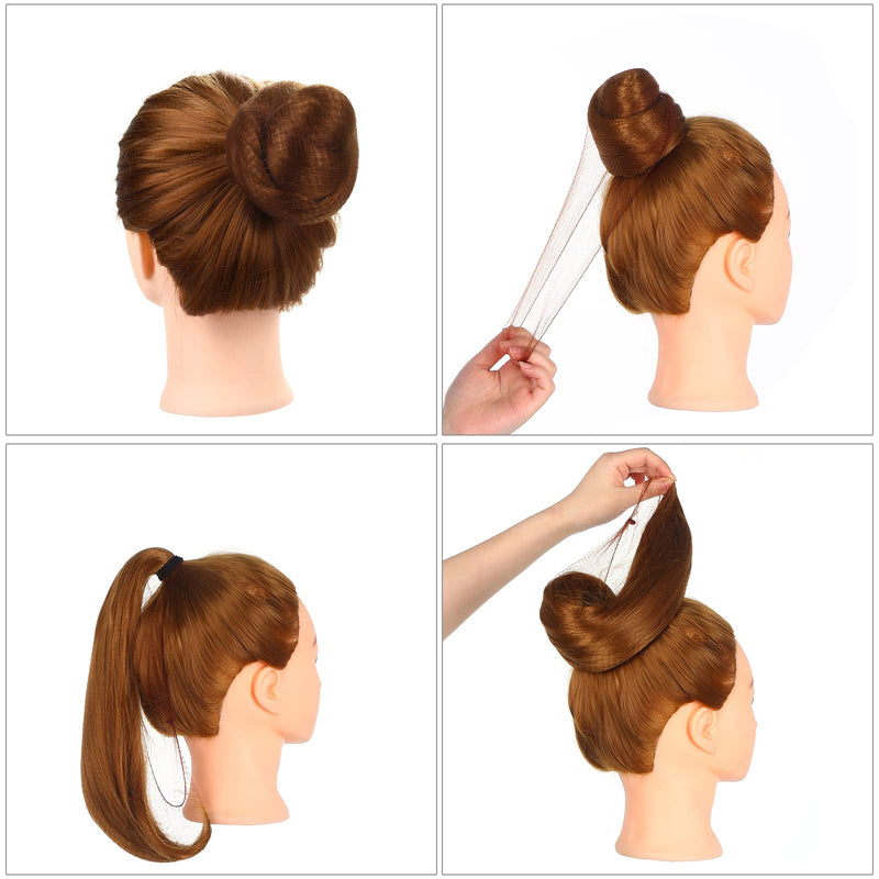 Prasacco Bun Nets,20 Pcs Individual Package Invisible Hair Nets 20 Inch Reusable Nylon Hair Nets for Buns Invisible Elastic Edge Mesh for Ballet Bun Sleeping Women Wig Brown - NewNest Australia