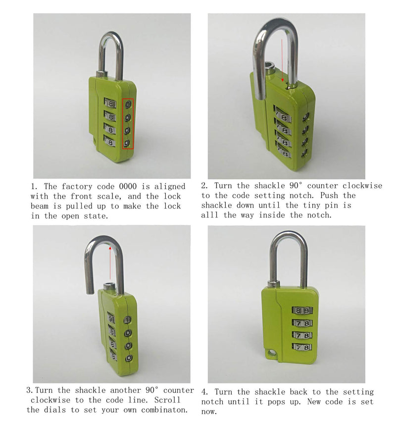 ZPLIUST - 4 Digit Combinations Padlock The Safe Cipher Lock, for Gym Outdoor & School Employee Locker, Toolbox, Fence, Hasp Cabinet, Resettable Combo Locks (Green 5 Pack) Green 5 Pack - NewNest Australia