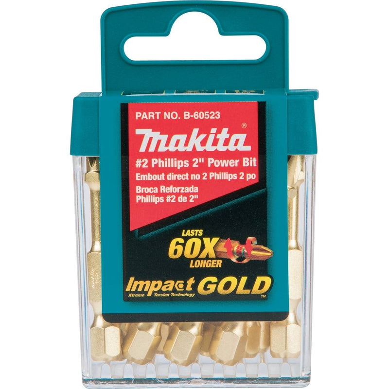 Makita B-60523 Impact Gold #2 Phillips 2″ Power Bit, 15/Pk - NewNest Australia