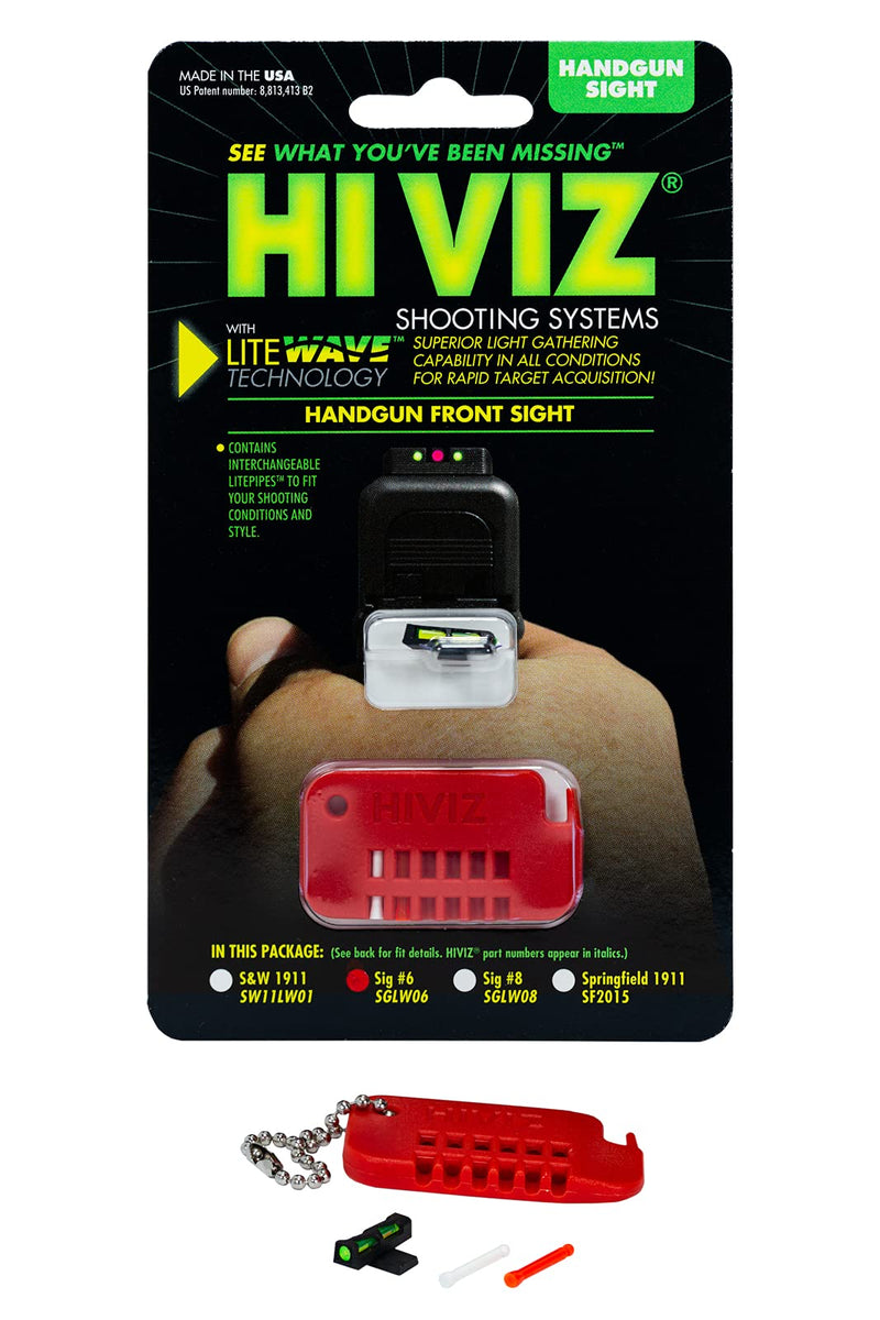 HIVIZ SGLW06 Interchangeable LITEWAVE Front Handgun Sight for Sig Sauer 6, Green, Red, and White - NewNest Australia