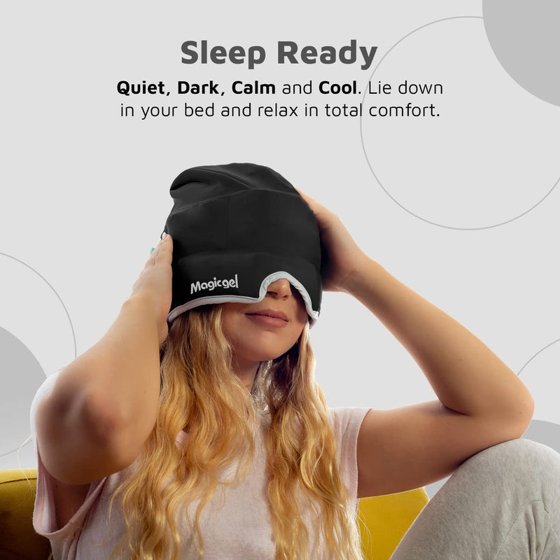 Magic Gel Migraine Ice Head Wrap | Real Migraine & Headache Relief | The Original Headache Cap | Cold, Comfortable, Dark & Cool; Endorsed by Physicians, Loved by Thousands - (Black) Black (Pack of 1) - NewNest Australia