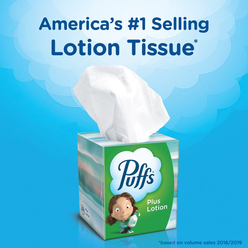 Puffs Plus Lotion Facial Tissues, 1 Family Box, 124 Tissues per Box - NewNest Australia