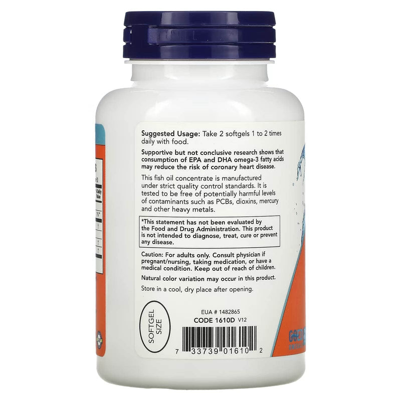 Now Foods DHA 250mg EPA 100mg Fish Oil Concentrate Fish Oil Omega-3 - 120 Capsules - NewNest Australia