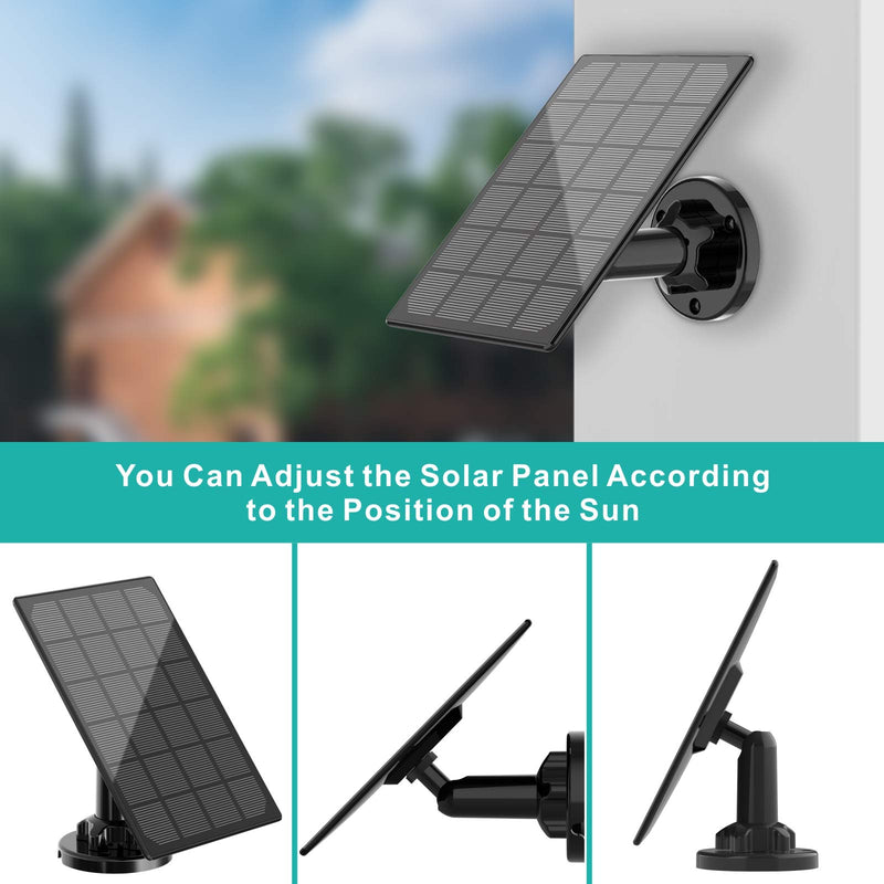 Solar Panel for Wireless Outdoor Security Camera Compatible with DC 5V Rechargeable Battary Powered Surveillance Cam, Continuous Solar Power for Camera(No Camera) - NewNest Australia