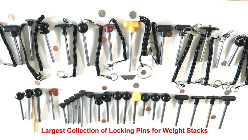 Pin, Tensile - MAGNETIC Universal Weight Stack Replacement SELECTOR KEY - 3/8" Dia | 4" to 4 1/2" Locking Space | DETENT Hitch PINS - RED Anodized Al. Knob w/ reinforced steel wire Laynard - NewNest Australia