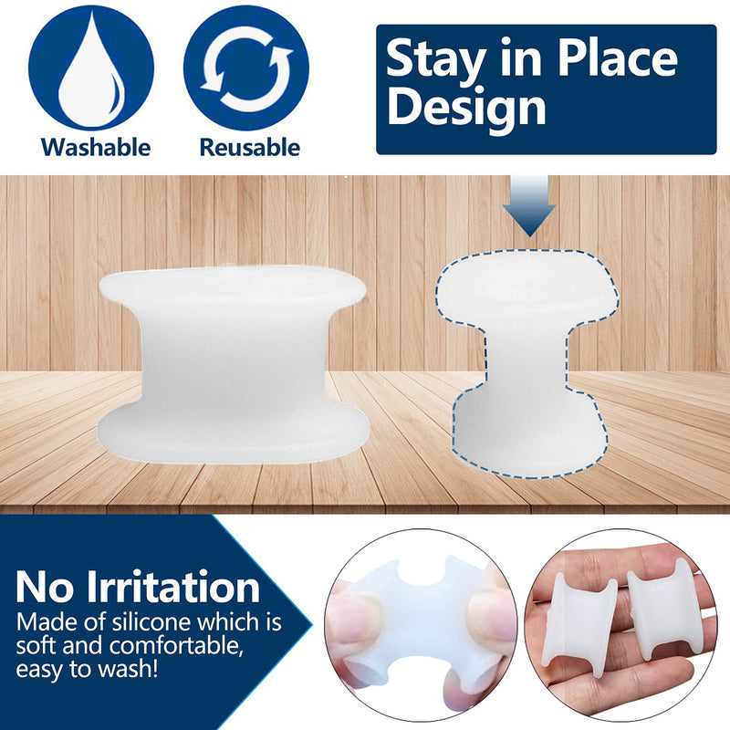 PrettSole 6 Pairs Toe Separators(1/2' Thick), Silicone Toe Spacer, Bunion Relief Pads to Temporarily Correct Big Toe & Relieve Bunion Pain, Overlapping Toe - NewNest Australia