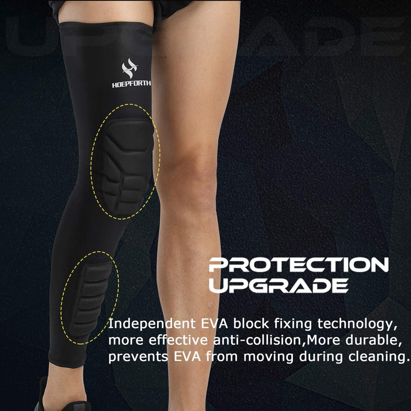 HOPEFORTH Knee Calf Padded 2 Pack Compression Leg Sleeve Thigh Sports Protective Gear Shin Brace Support for Football Basketball Volleyball Soccer Baseball Tennis Black Padded Knee Calf XX-Large - NewNest Australia