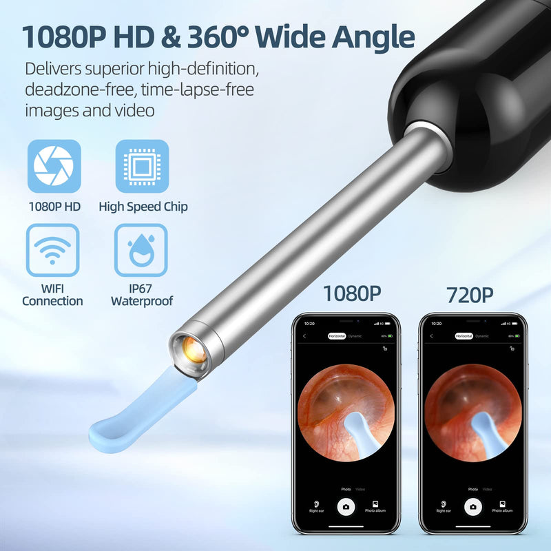 Ear Wax Removal, Ear Cleaner with Camera, Ear Wax Removal Tool Camera with 1080P, Otoscope with Light, Ear Wax Removal Kit with 6 Ear Pick, Ear Camera for iPhone, iPad, Android Phones - NewNest Australia