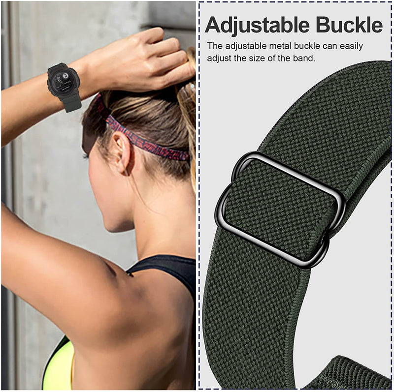 Olytop Elastic Bands for Garmin Instinct/Instinct 2 Solar, 22mm Soft Stretchy Nylon Ultra-light Wristband Replacement Strap for Garmin Instinct Tactical/Esports/Solar/Tide/Tactical Smartwatch, 3 Pack Black+Army Green+Gray - NewNest Australia