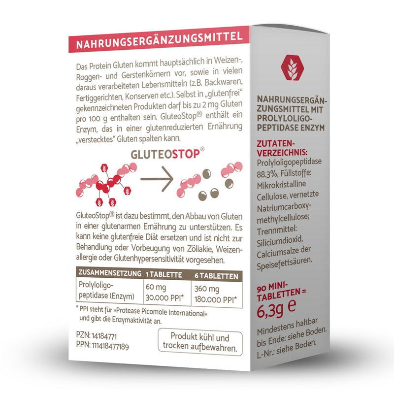 GluteoStop - helps break down gluten - gluten sensitivity - low-gluten diet - enzyme (30 mini tablets) 30 pieces (pack of 1) - NewNest Australia