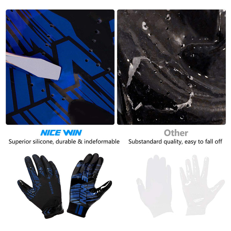 NICEWIN Football Gloves Adult Football Receiver Gloves for Men and Women Blue 1 Medium - NewNest Australia