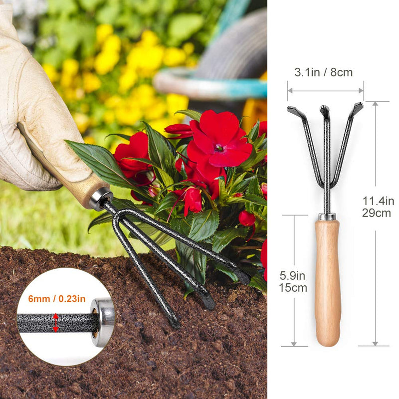 MOSFiATA Garden Tools Set, 3 Pcs Garden Tools Kit, High Carbon Steel Heavy Duty Gardening Tools Kit Includes Hand Trowel, Transplant Trowel and Cultivator Hand Rake All with Ergonomic Handle - NewNest Australia